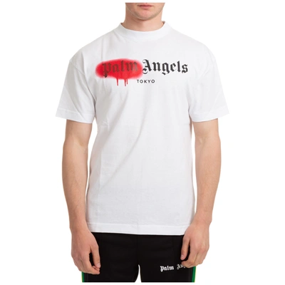 Shop Palm Angels Tokyo Sprayed Logo T-shirt In White / Red