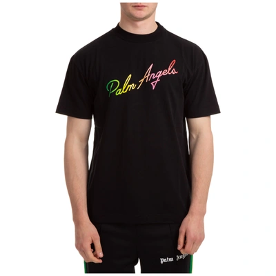 Shop Palm Angels Miami Logo T-shirt In Black