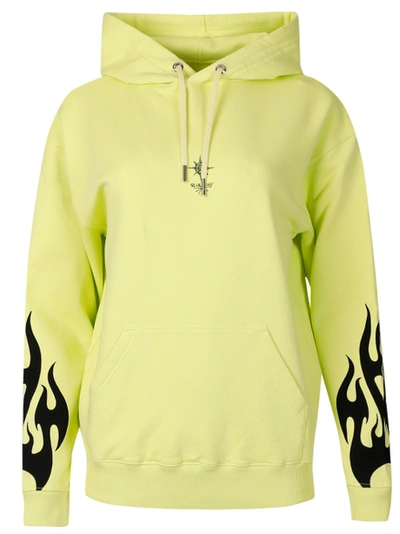 Givenchy Flame Print Hooded Sweatshirt Acid Yellow