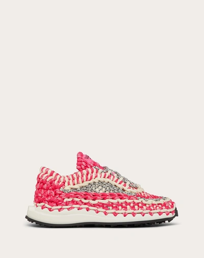 Valentino Garavani Crochet Vlogo Sneakers In White/multicolor