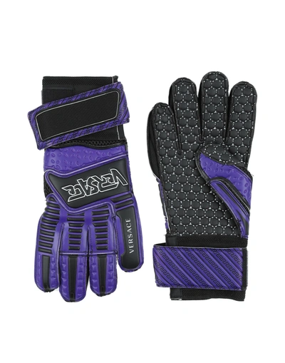 Shop Versace Gloves In Purple
