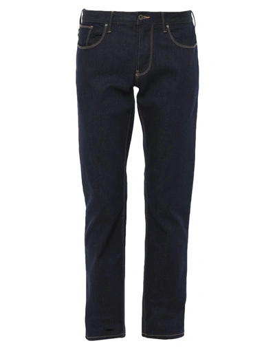Shop Emporio Armani Man Jeans Blue Size 31w-32l Cotton, Elastane