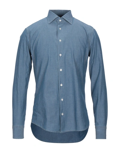 Shop Bastoncino Man Denim Shirt Blue Size 15 Cotton