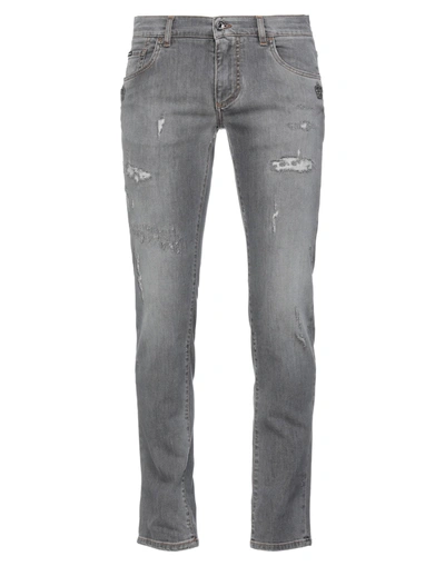 Shop Dolce & Gabbana Man Jeans Grey Size 30 Cotton, Elastane, Polyester, Glass, Brass