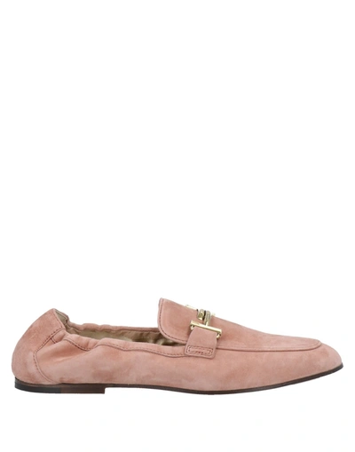 Shop Tod's Woman Loafers Pastel Pink Size 10 Leather