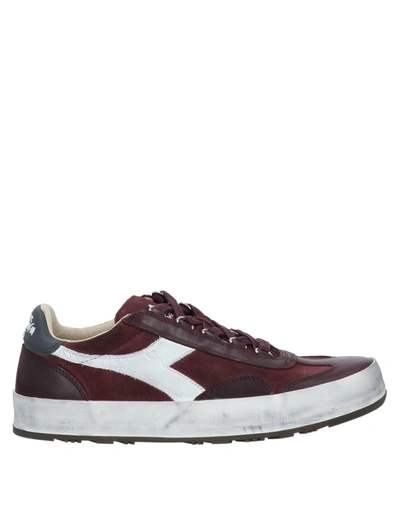 Shop Diadora Heritage Man Sneakers Burgundy Size 8 Soft Leather In Red