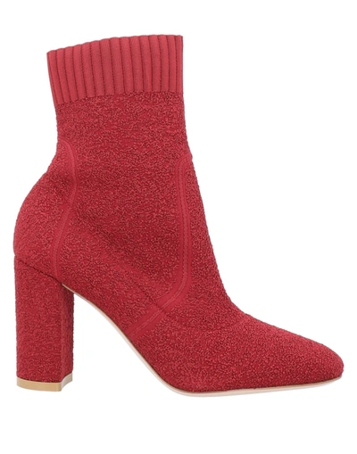 Shop Gianvito Rossi Woman Ankle Boots Brick Red Size 7.5 Textile Fibers