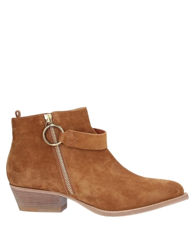 Buttero Ankle Boots In Camel