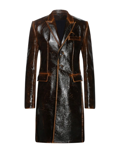 Shop Ann Demeulemeester Coats In Dark Brown