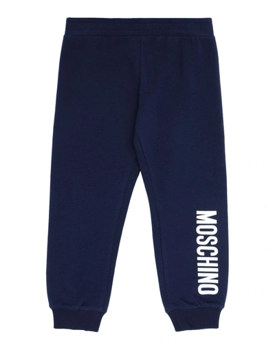 Shop Moschino Baby Pants In Dark Blue