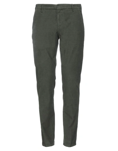 Shop Dondup Man Pants Military Green Size 33 Cotton, Elastane