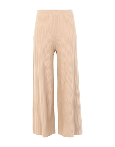 Shop Ninety Percent Mock Rib Cropped Trouser Woman Pants Sand Size L Lyocell, Polyamide, Recycled Polyest In Beige