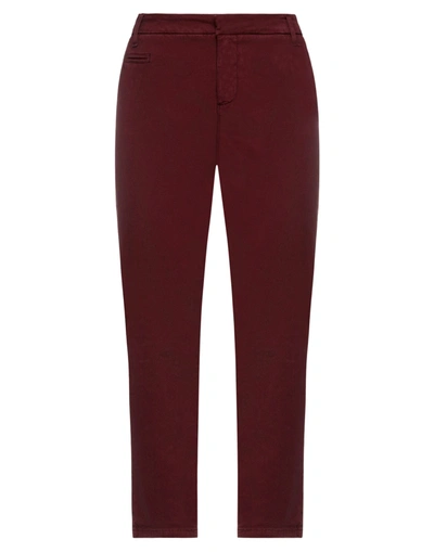 Shop Holiday Jeans Company Woman Pants Burgundy Size 38 Cotton, Elastane In Red