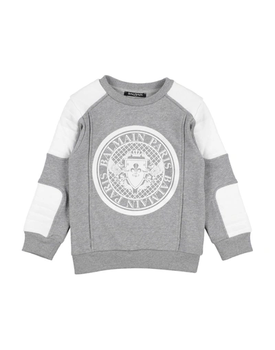 Shop Balmain Toddler Boy Sweatshirt Grey Size 6 Cotton