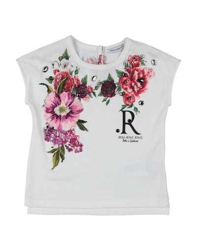 Shop Dolce & Gabbana Toddler Girl T-shirt Ivory Size 5 Cotton, Viscose, Crystal, Polyester, Polyamide In White