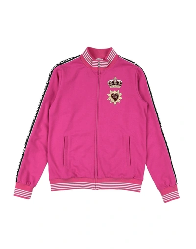 Shop Dolce & Gabbana Toddler Girl Sweatshirt Fuchsia Size 6 Cotton, Polyester, Synthetic Fibers, Silk