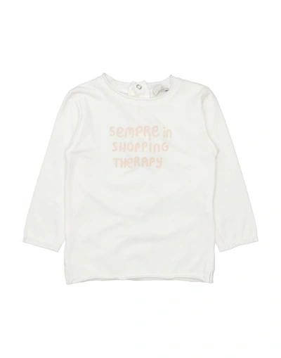 Shop Mapero Maperō Newborn Girl T-shirt Ivory Size 3 Cotton, Lycra In White