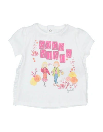 Shop Guess Newborn Girl T-shirt White Size 3 Cotton, Elastane