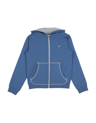 Shop Armani Junior Sweatshirts In Slate Blue