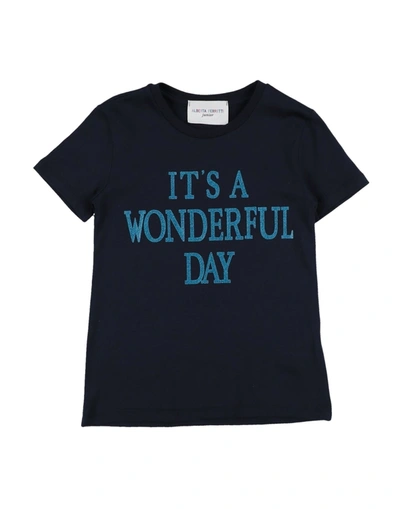 Shop Alberta Ferretti Toddler Girl T-shirt Midnight Blue Size 6 Cotton