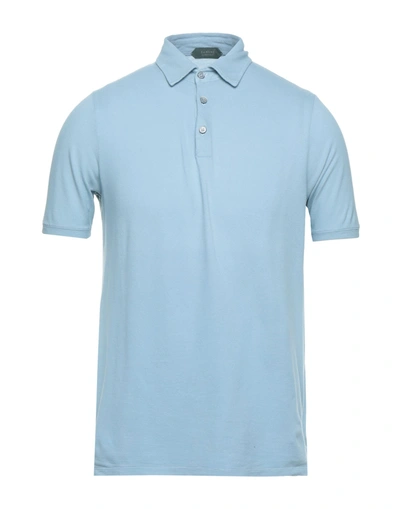 Shop Zanone Man Polo Shirt Sky Blue Size 38 Cotton