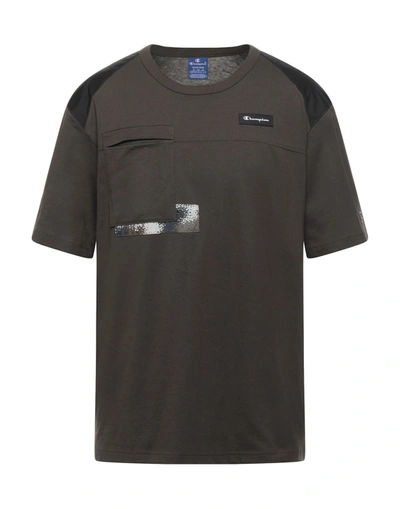 Shop Champion Man T-shirt Military Green Size S Cotton, Polyurethane, Polyamide, Polyester, Elastane