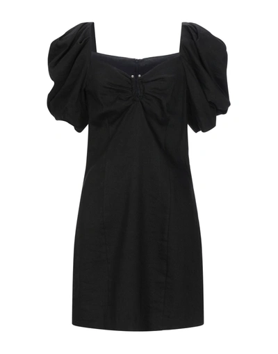 Shop Les Coyotes De Paris Woman Short Dress Black Size 8 Linen, Viscose, Elastane