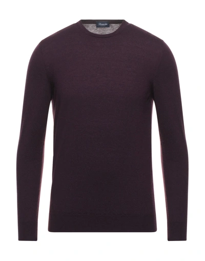 Shop Drumohr Man Sweater Deep Purple Size 38 Cashmere