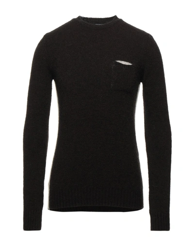 Shop Exibit Man Sweater Dark Brown Size Xl Acrylic, Mohair Wool, Wool, Elastane