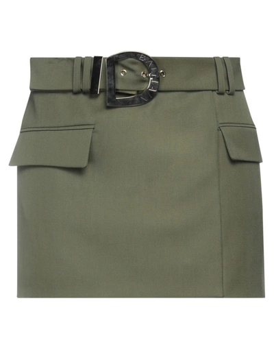 Shop Balmain Woman Mini Skirt Military Green Size 8 Wool