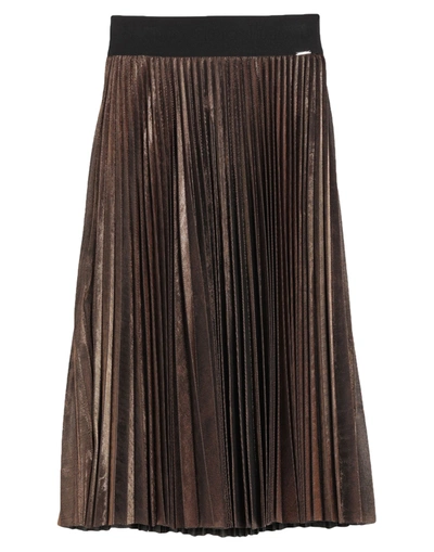 Shop Liu •jo Woman Midi Skirt Bronze Size 6 Polyester, Metallic Fiber In Yellow