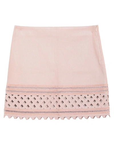 Shop Jitrois Woman Mini Skirt Pastel Pink Size 4 Lambskin, Cotton, Elastane