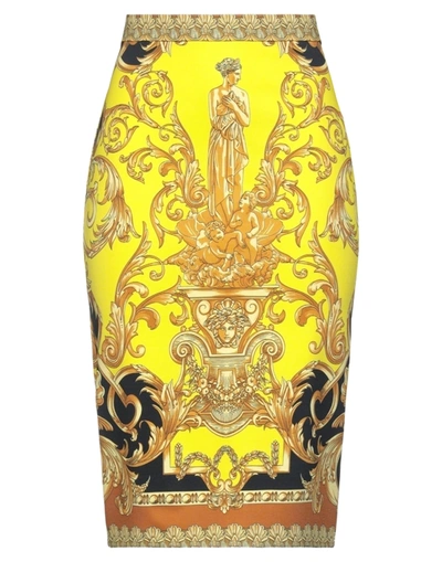 Shop Versace Knee Length Skirts In Yellow