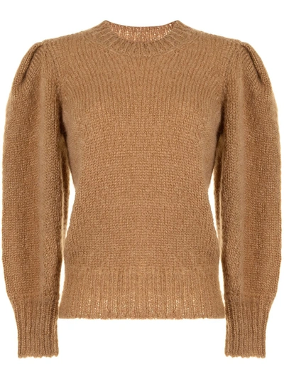 Shop Isabel Marant Emma Knitted Jumper In 褐色