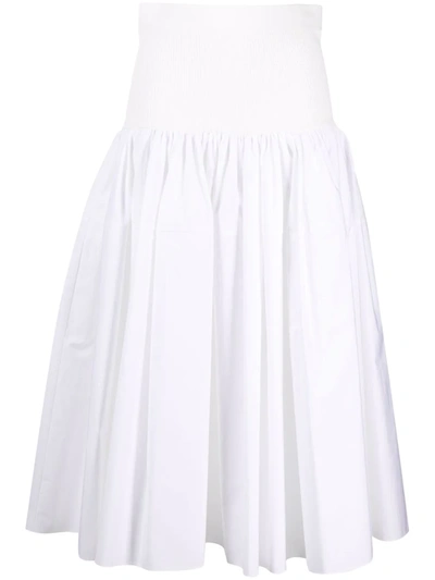 Shop Alexander Mcqueen Corset-waist Hybrid Midi Skirt In White