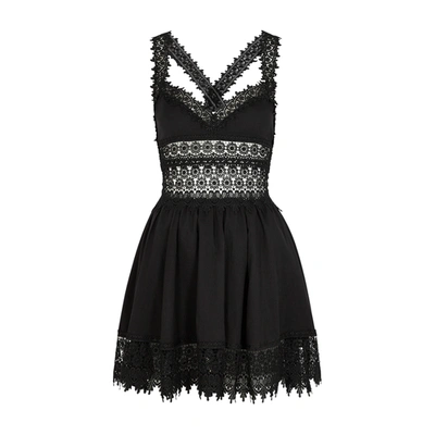 Shop Charo Ruiz Marilyn Lace-trimmed Cotton-blend Mini Dress, Dress, Black