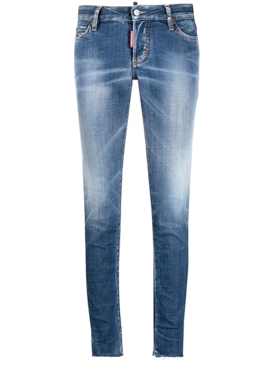 Shop Dsquared2 Stonewashed Skinny Jeans In Blau