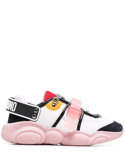 Shop Moschino Roller Skates Teddy Sneakers In Weiss