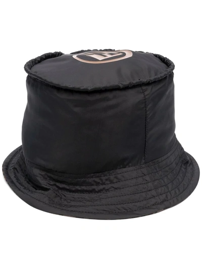 Shop Fendi Reversible Ff Logo-print Drawstring Bucket Hat In Braun