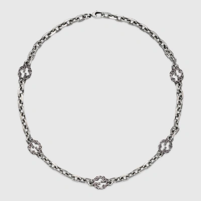 Shop Gucci Necklace With Enameled Interlocking G In 925 Sterling Silver