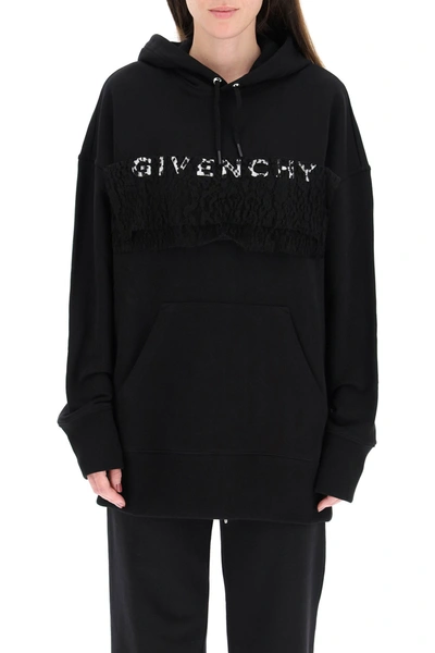 Shop Givenchy Hoodie With 4g Logo And Lace In Mixed Colours