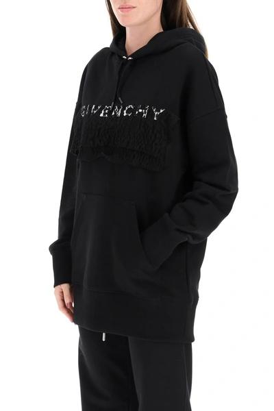 Shop Givenchy Hoodie With 4g Logo And Lace In Mixed Colours