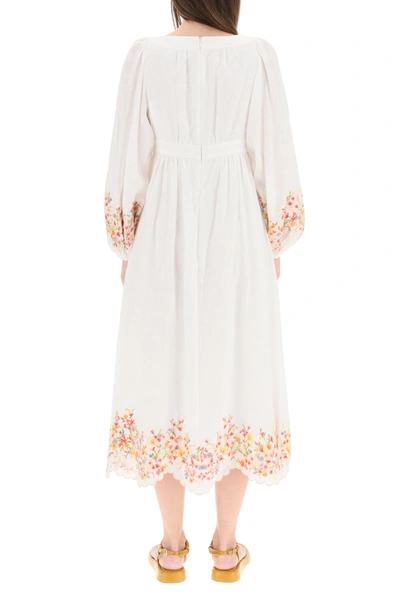 Shop Zimmermann Mae Dress With Floral Embroidery In Mixed Colours