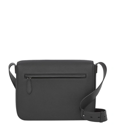 Shop Burberry Small Leather Messenger Bag In Black