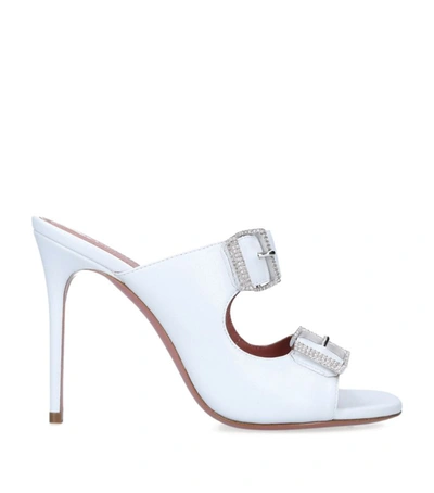 Shop Amina Muaddi Leather Millie Sandals 105 In White