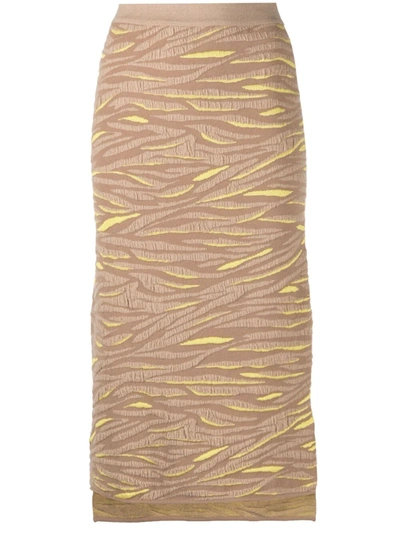 Stella Mccartney Women's Animal-patterned Wool Midi Skirt In Brown