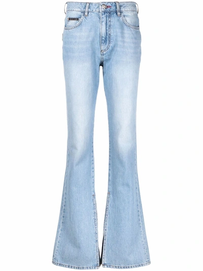 Shop Philipp Plein High-waisted Flared Jeans In Blue