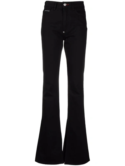 Shop Philipp Plein High-rise Flared Jeans In Black