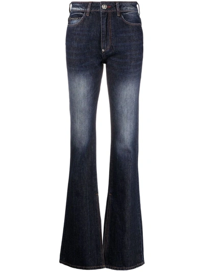 Shop Philipp Plein High-waisted Flared Jeans In Blue