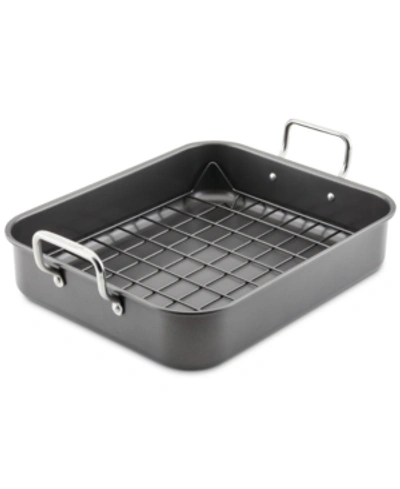 Shop Rachael Ray Nonstick Roasting Pan With Reversible Rack In Gray